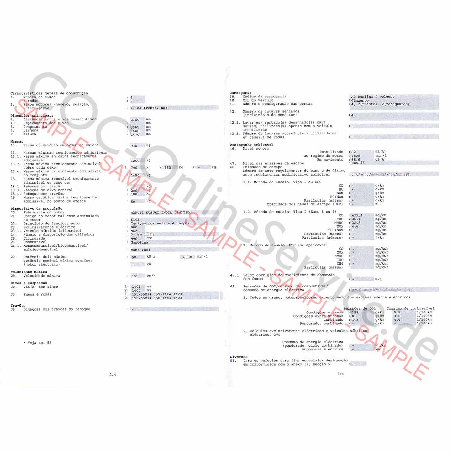 COC-asiakirjat Nissan (Conformity Certificate)